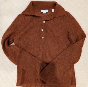 Vince Brushed brown wool blend Polo Sweater top size S
